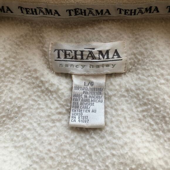 Tehama Nancy Haley Off White Full Zip Fleece Zip Off Sleeve Jacket Women's Large - Picture 10 of 12